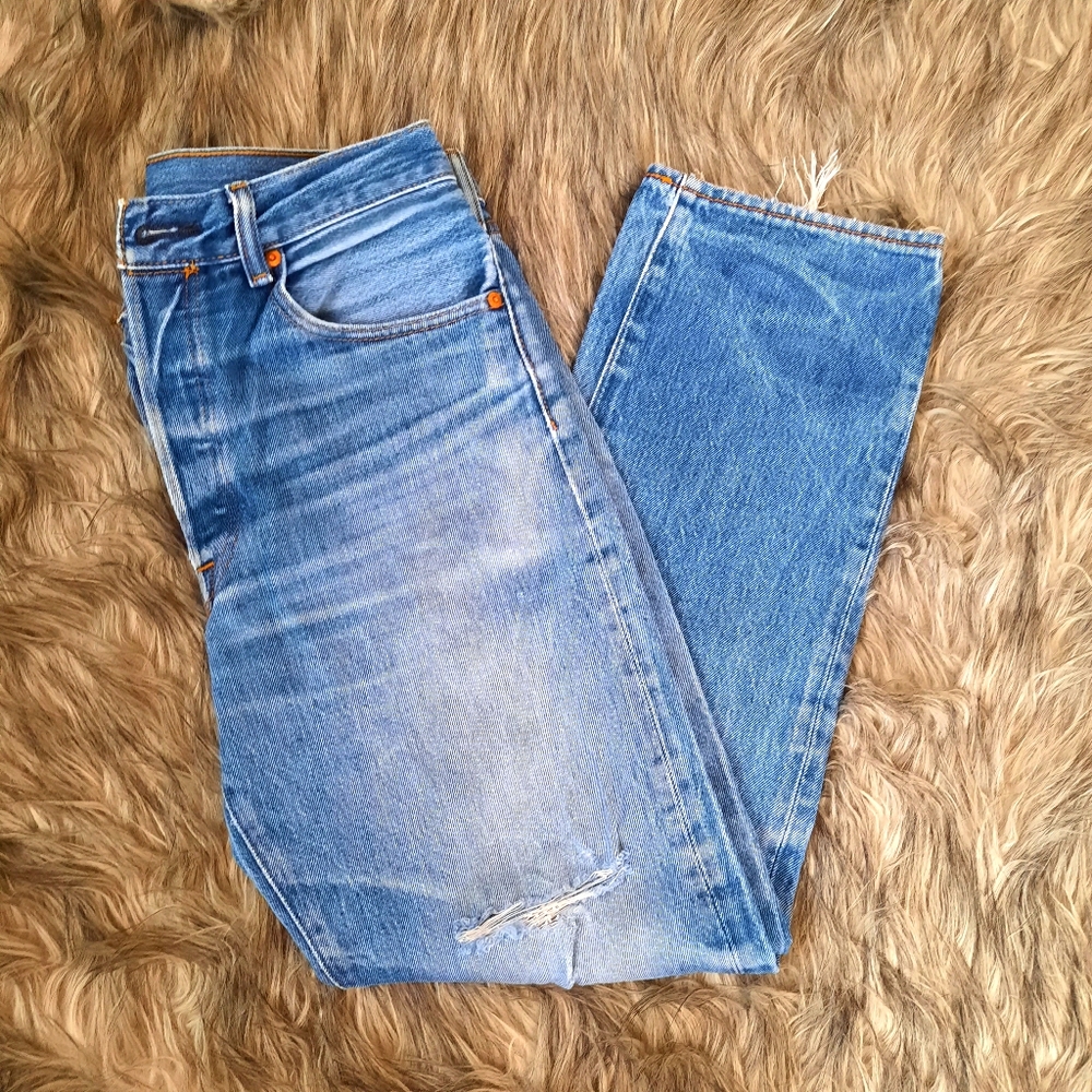 Levi 501 Jeans Distressed Button Fly W33 L32